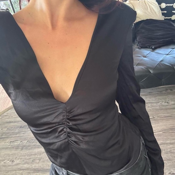 Black Zara Silky Bodysuit - Picture 6 of 7